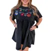 Main Strip Arabella Christmas Sequin Trim Babydol Dress In Washed Charcoal In Multi