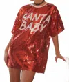 Main Strip Baby Sequin Tunic Top In Red Santa In Orange