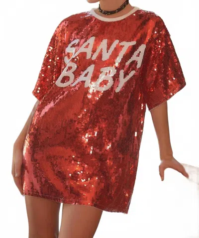 Main Strip Baby Sequin Tunic Top In Red Santa In Orange