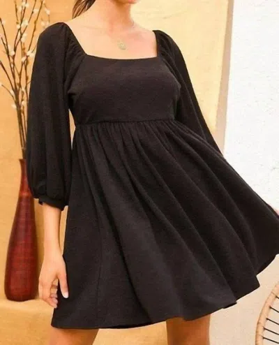 Pre-owned Main Strip Babydoll Dress For Women In Black