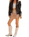 Main Strip Buckle Leather Biker Moto Jacket In Black In Black