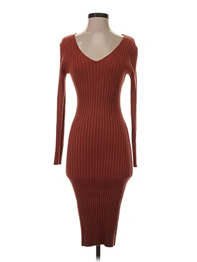 Main Strip Casual Dress In Brown