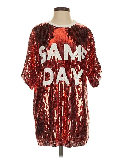 Main Strip Casual Dress In Red
