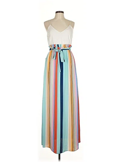 Pre-owned Main Strip Casual Dress In White