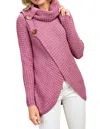 Main Strip Cowl Neck Asymmetric Wrap Sweater In Lavender In Purple