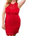 Main Strip Crochet Lace Dress - Plus In Red In Red