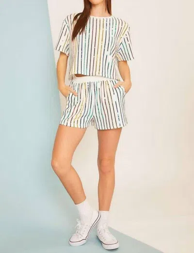 Main Strip Dazzle Them All Shorts In Grey In White