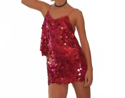 Main Strip Disco Sequin Cami Top In Fuchsia In Red