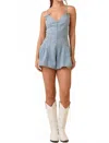 Main Strip Dreams Romper In Light Denim In Blue