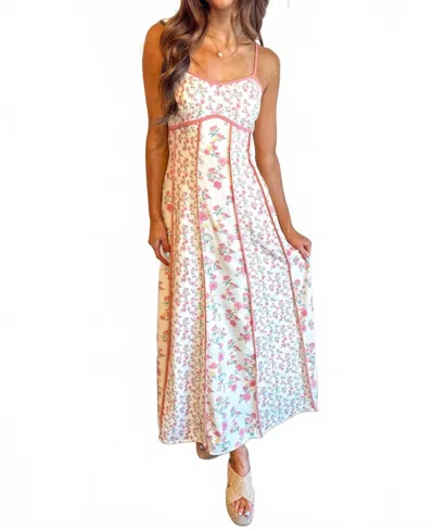 Main Strip Dusty Patchwork Maxi Dress In Rose In Multi