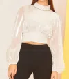 Main Strip Elise Backless Cropped Sleeve Blouse In White In Neutral