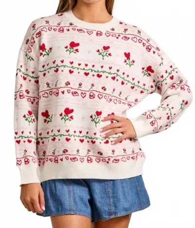 Main Strip Ellarose Sweater In Red In Multi