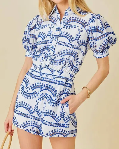 Main Strip European Dreams Romper In Blue/white