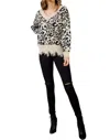 Main Strip Frayed Leopard Sweater In Multi In Multi