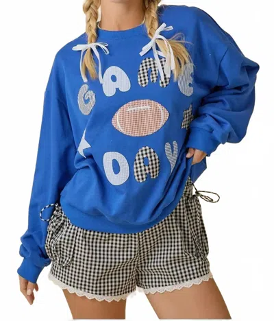 Main Strip Game Day Patch Top In Royal In Blue