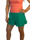 Main Strip Gauze Raw Hem Shorts In Kelly Green In Green