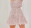 Main Strip Georgia Strapless Floral Romper In White/pink
