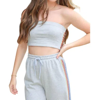 Main Strip Go For It Tube Top In Grey In Blue