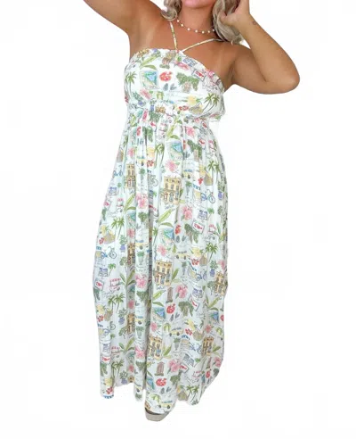 Main Strip Going Anywhere Maxi Dress In White In Multi