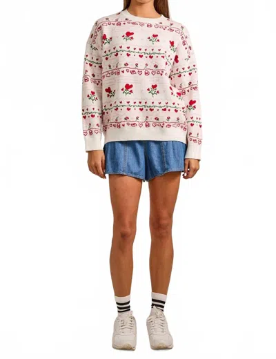 Main Strip Ellarose Sweater In Red In Neutral