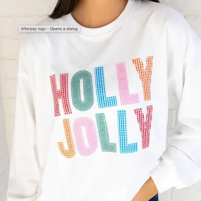 Main Strip Holly Jolly Gingham Pullover Sweatshirt In White