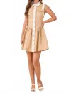 Main Strip Jamie Button Down Mini Dress In Taupe In Brown