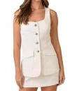Main Strip Karla Square Neck Button Down Sleeveless Blazer Romper In Off-white In White