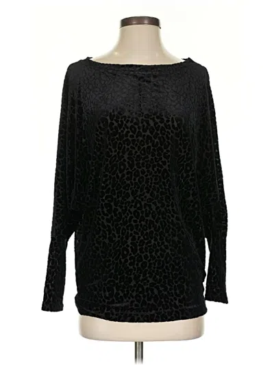 Pre-owned Main Strip Long Sleeve Blouse In Black