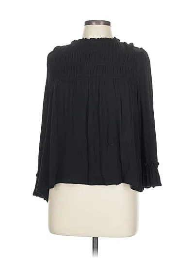 Pre-owned Main Strip Long Sleeve Blouse In Black