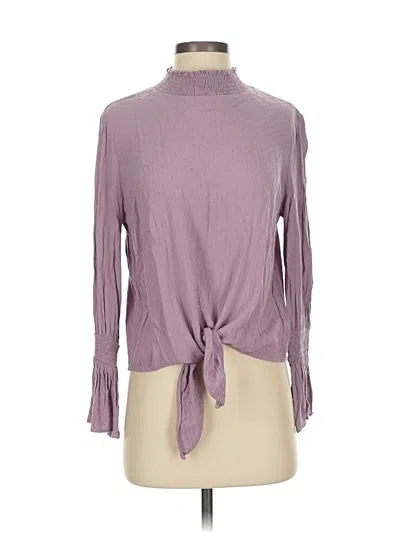 Pre-owned Main Strip Long Sleeve Blouse In Purple