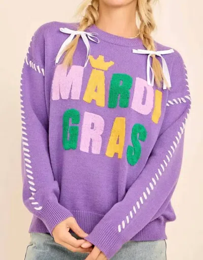 Main Strip Mardi Party Sweater In Purple