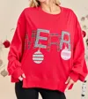 Main Strip Merry Christmas Sweatshirt In Red In Pink