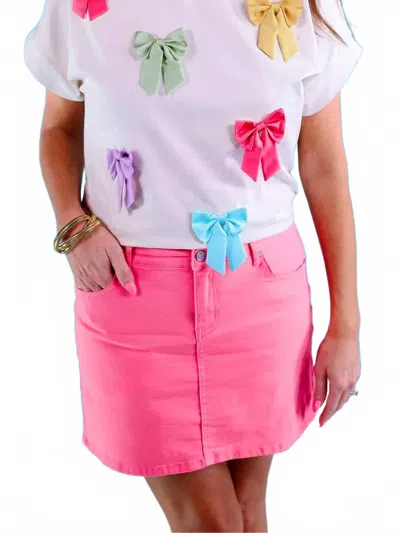 Main Strip Nova Denim Skirt In Pink