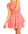 Main Strip One Shoulder Big Bow Mini Dress In Pink In Pink