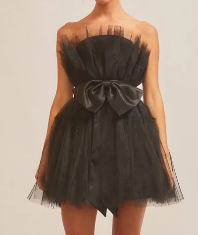 Main Strip Organza Mini Dress In Black