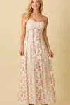 Main Strip Patchwork Floral Summer Maxi Dress In Dusty Rose In Multi
