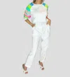Main Strip Pleated Pants With Belt In White In White