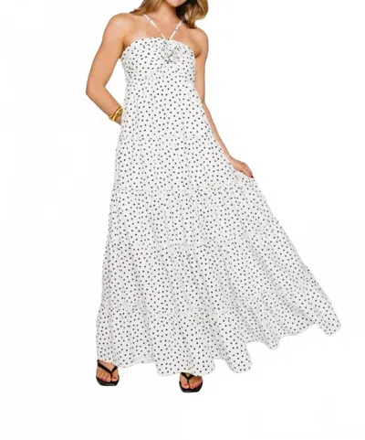 Main Strip Polka Dot Halter Maxi Dress In White