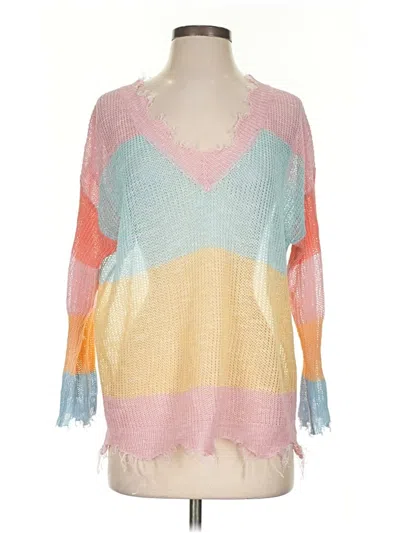 Pre-owned Main Strip Pullover Sweater In Pink