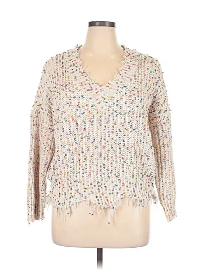 Pre-owned Main Strip Pullover Sweater In White