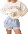 Main Strip Pumpkin Patch Top In White In White