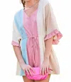 Main Strip Rosey Day Colorblock Romper In Cream, Off White, Dusty Mint, Dusty Rose In Multi