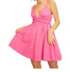 Main Strip Ruffle Self Tie Dress In Barbie Pink In Multi