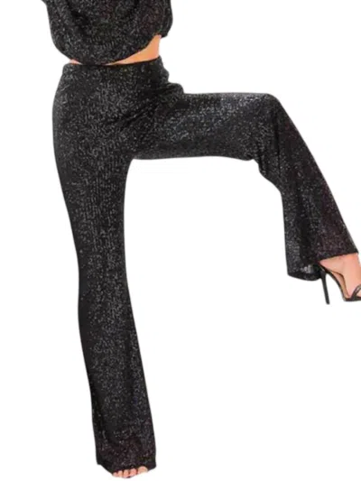 Main Strip Sequins Straight Leg Pants In Black