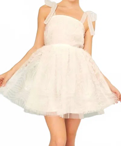 Main Strip Shirring Mini Dress With Solid Organza In White In Neutral