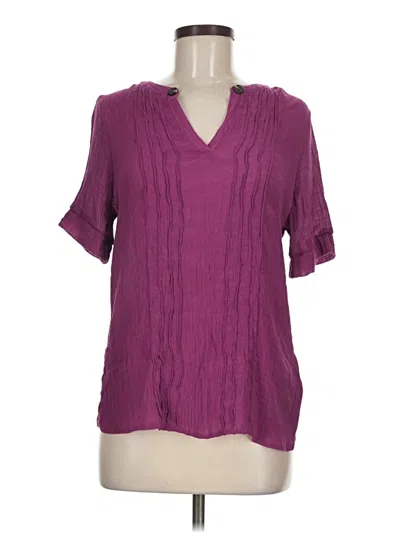 Pre-owned Main Strip Short Sleeve Blouse In Purple