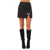 Main Strip Side Rhinestone Trim Detail Mini Skirt In Black In Black