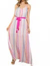 Main Strip Sleeveless Striped Maxi Dress In Pink Multi In Multi