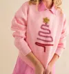 Main Strip Sparkle Christmas Tree Sweater In Pink In Pink