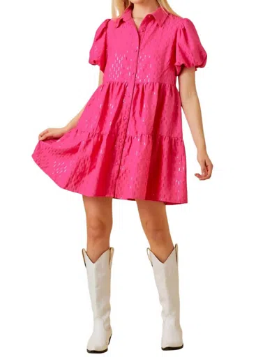 Main Strip Sparkle Sequin Babydoll Dress In Pink